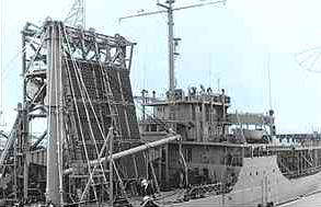 (PD) Photo: United States Navy A view of USNS Mission Capistrano (T-AG-162)'s ultra-high-powered sonar transducer array. The five-story-high, 30-ton assembly was (at the time) the world's largest sonar source.