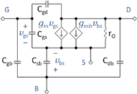 Four-terminal small-signal MOSFET circuit.