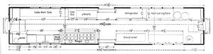 © Diagram: American Car and Foundry Company An ACF-built troop kitchen car, based on the A.A.R. standard 50 ft 6 in box car design.