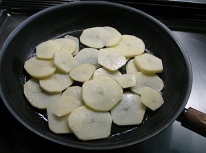 Beginning to cook the potatoes