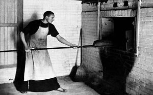 (PD) Photo: Artist unknown The baker at Mission Santa Barbara.