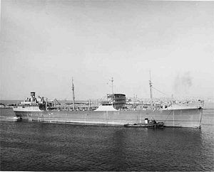 (PD) Photo: United States Navy USNS Mission San Gabriel (T-AO-124) was the fourteenth of twenty-seven Mission Buenaventura-class fleet oilers built during World War II for service in the United States Navy. Scrapped in 1975, she was the only U.S. Naval vessel to have borne the name.[2]